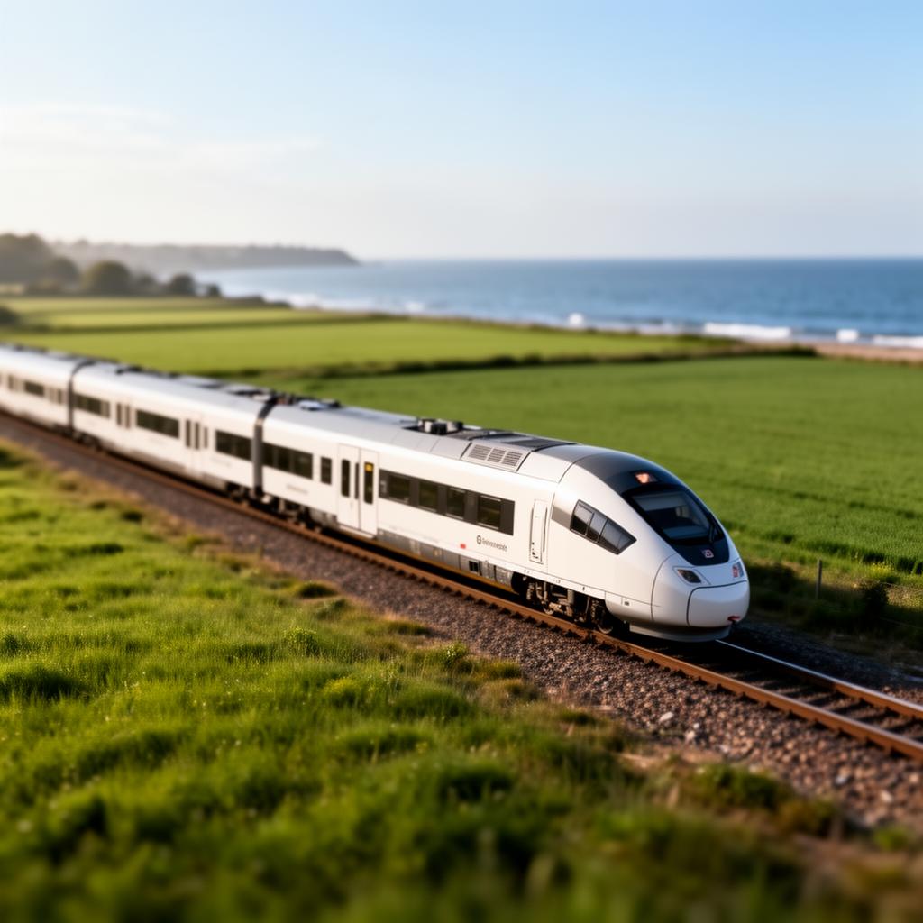 Moderner Regionalzug entlang der Ostsee